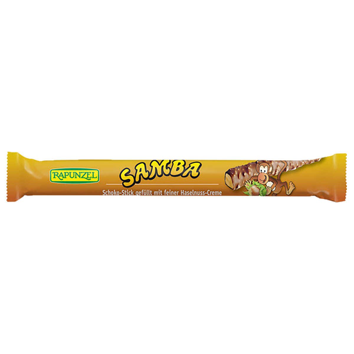 Stick Samba bio au chocolat au lait aux éclats de noisettes fourré à la crème de noisette