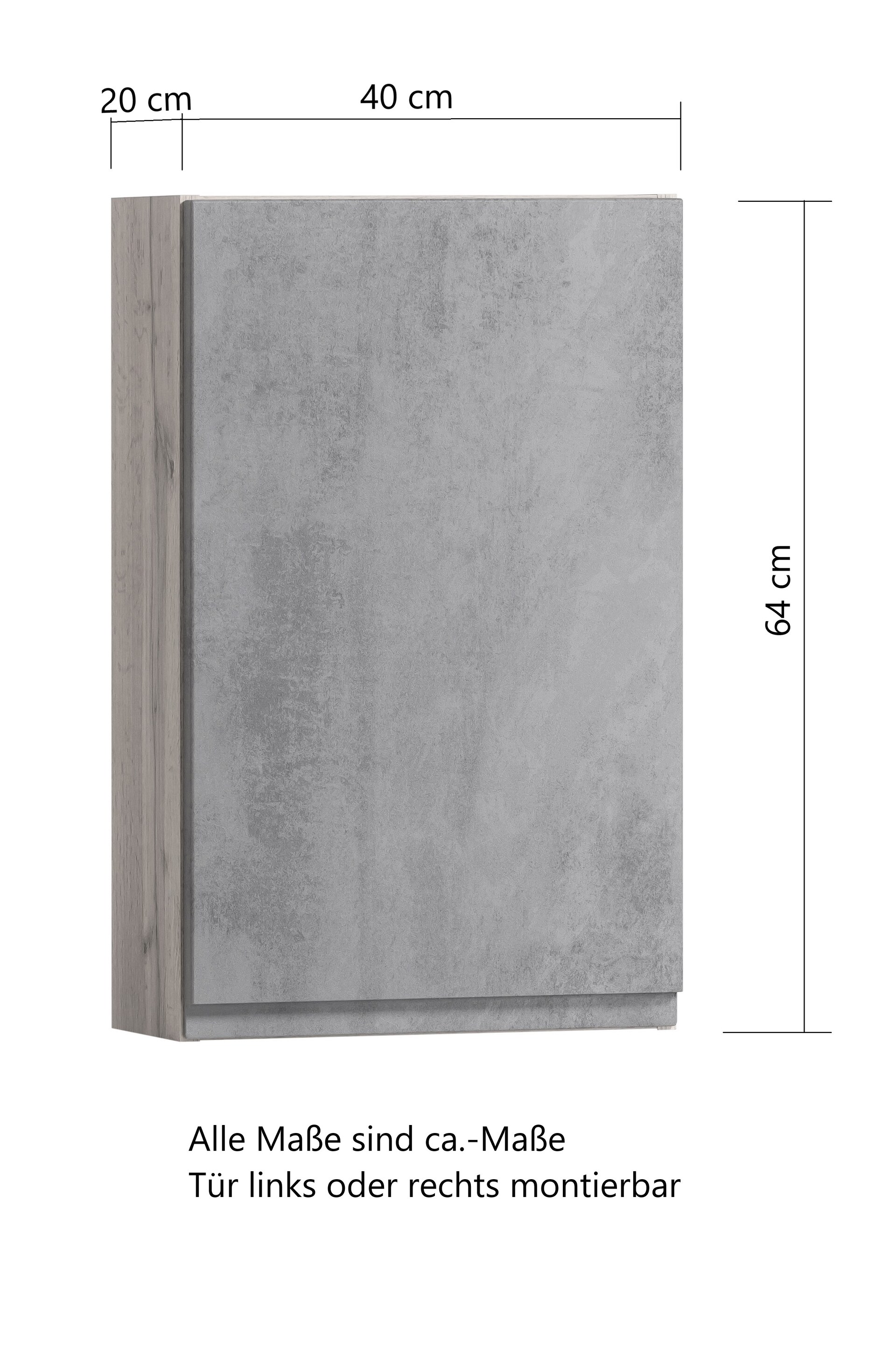 Hängeschrank Gent grau B/H/T 40x64x20 cm