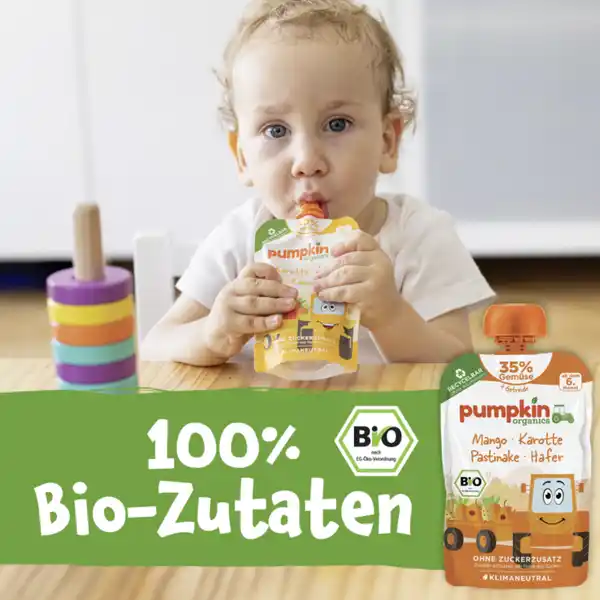 Bio Quetschie mit Hafer, Mango, Karotte & Pastinake