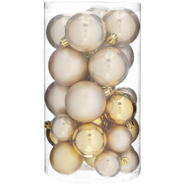 Kerstballen kunststof s/30 goud-champagne-wit