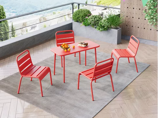 Lot de 2 chaises de jardin empilables pour enfants en métal rouge - POPAYAN de MYLIA