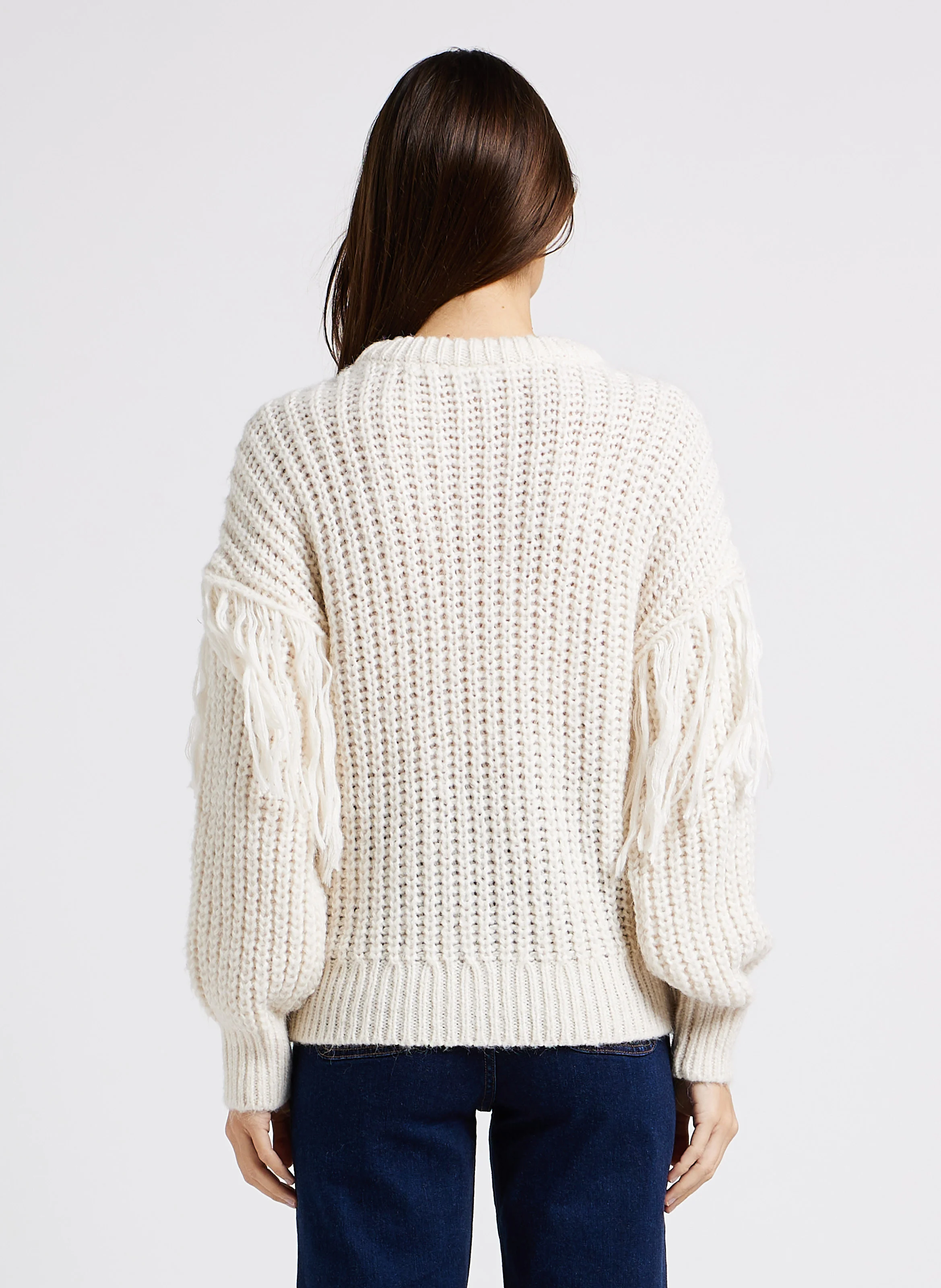 AKSINA - Pull col rond en maille | Blanc