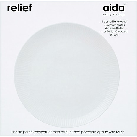 Relief desserttallerken - hvid (Ø: 20 cm)