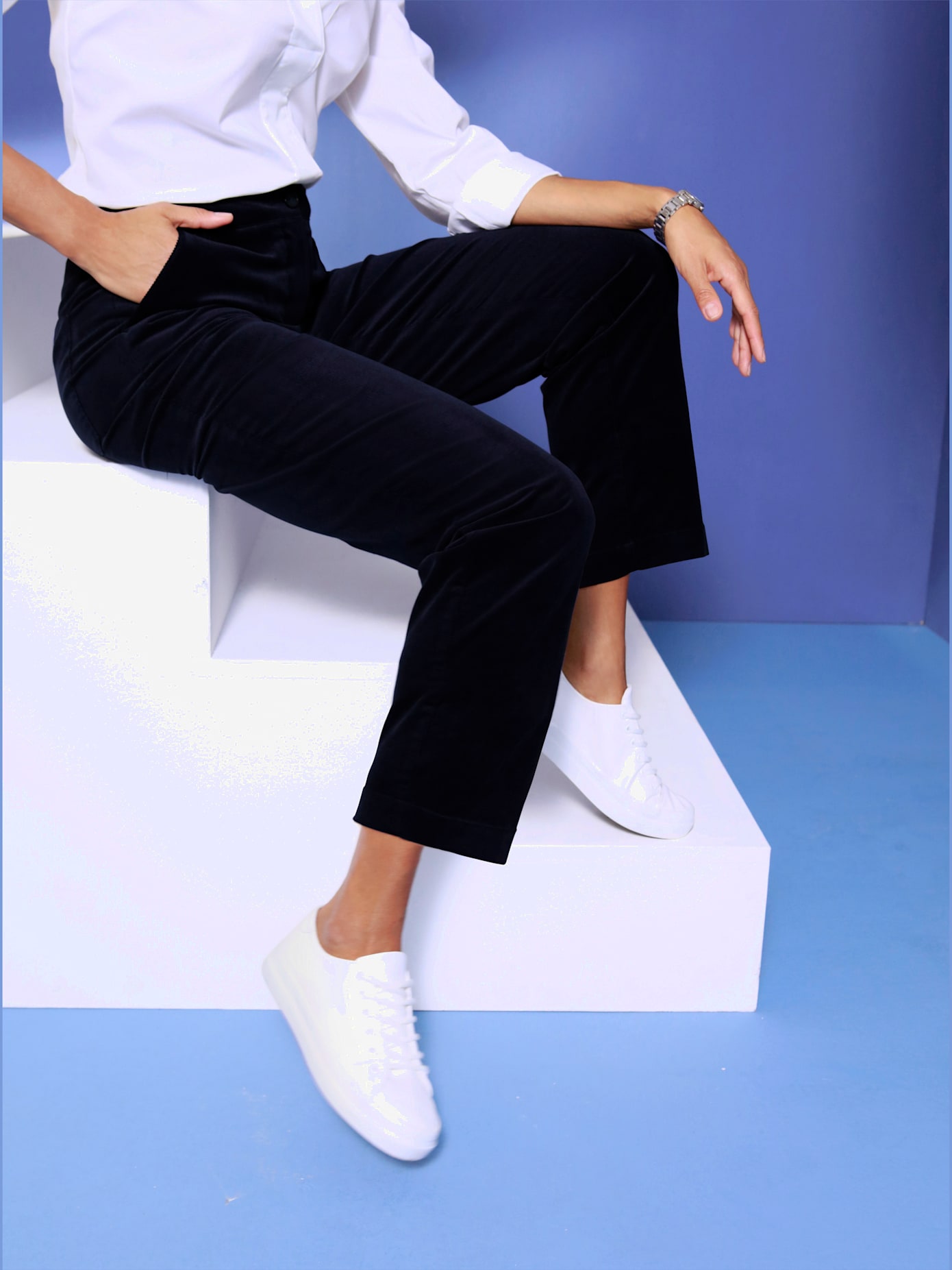 Pantalon velours côtelé coton/modal ultra-doux avec modal