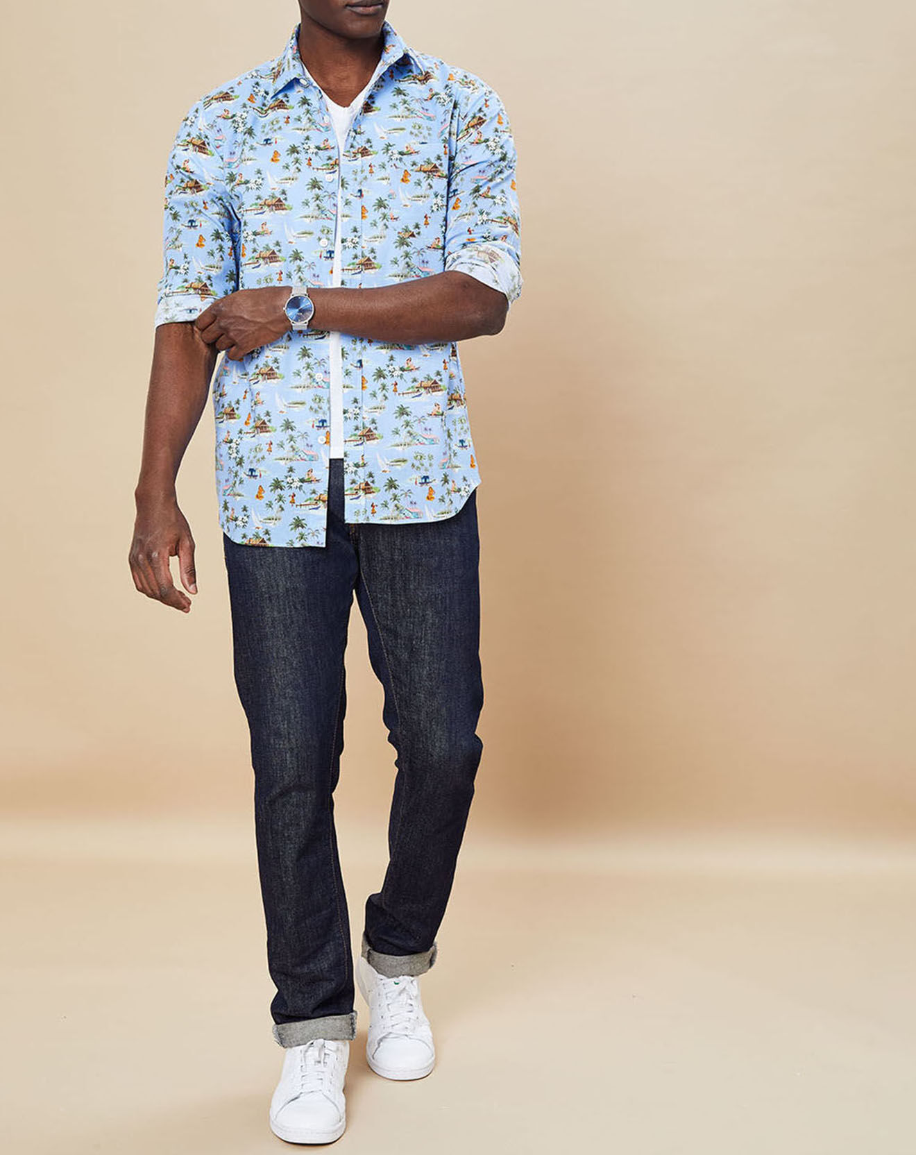Hartford Chemise Slim Fit Storm imprimée bleue