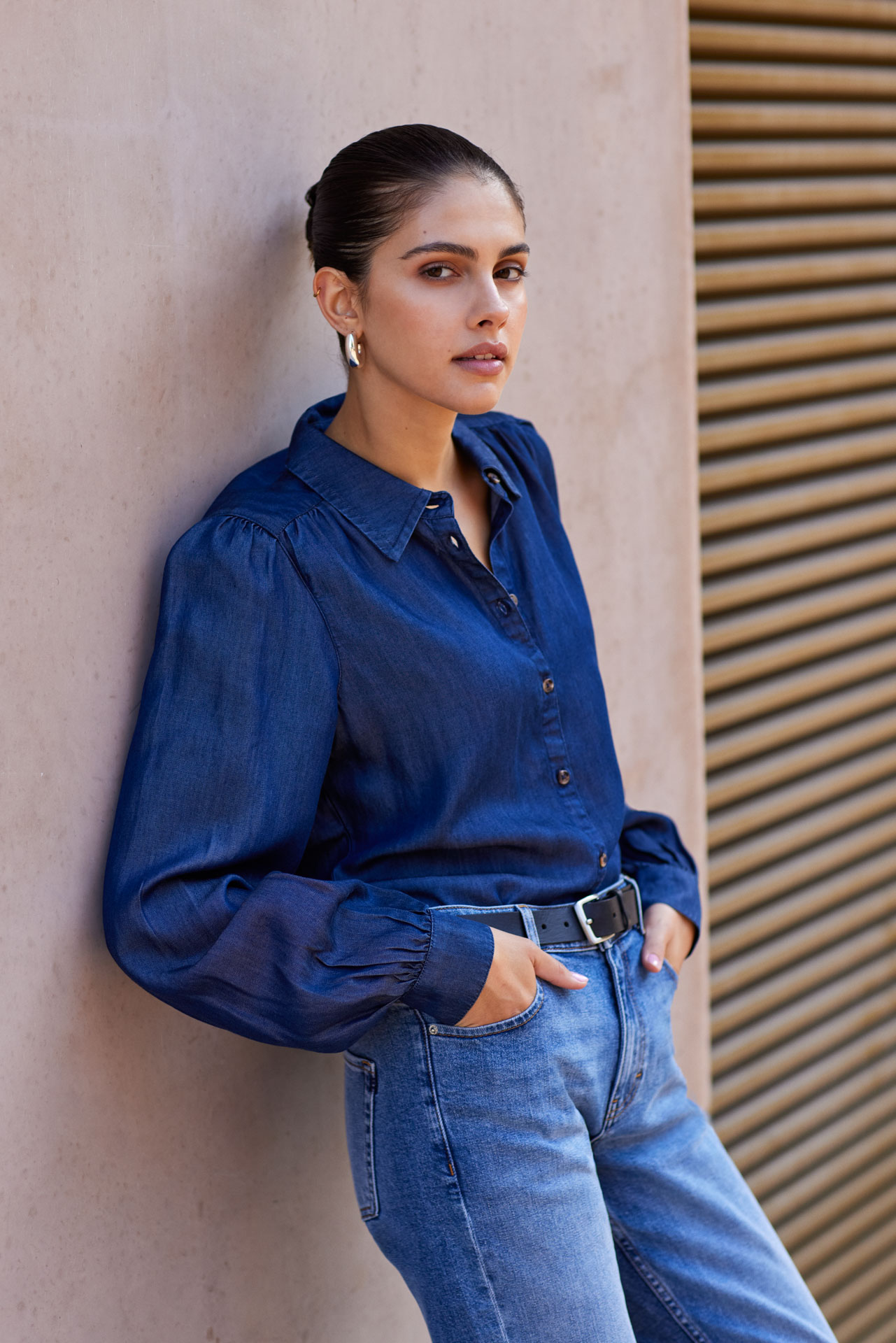 denim blouse Blue Ridge Donkerblauw
