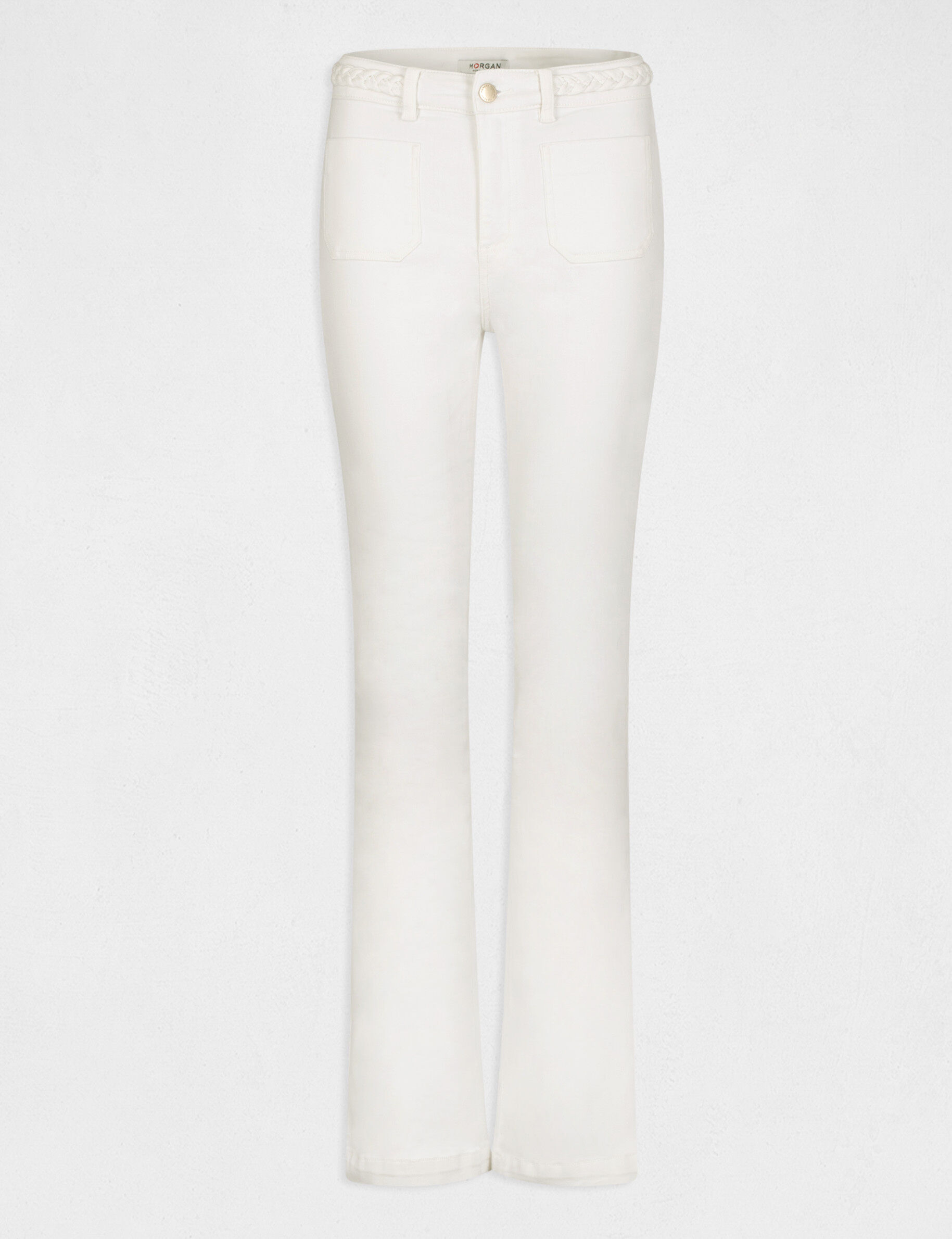 Pantalon bootcut avec détails tressés ecru femme - ecru