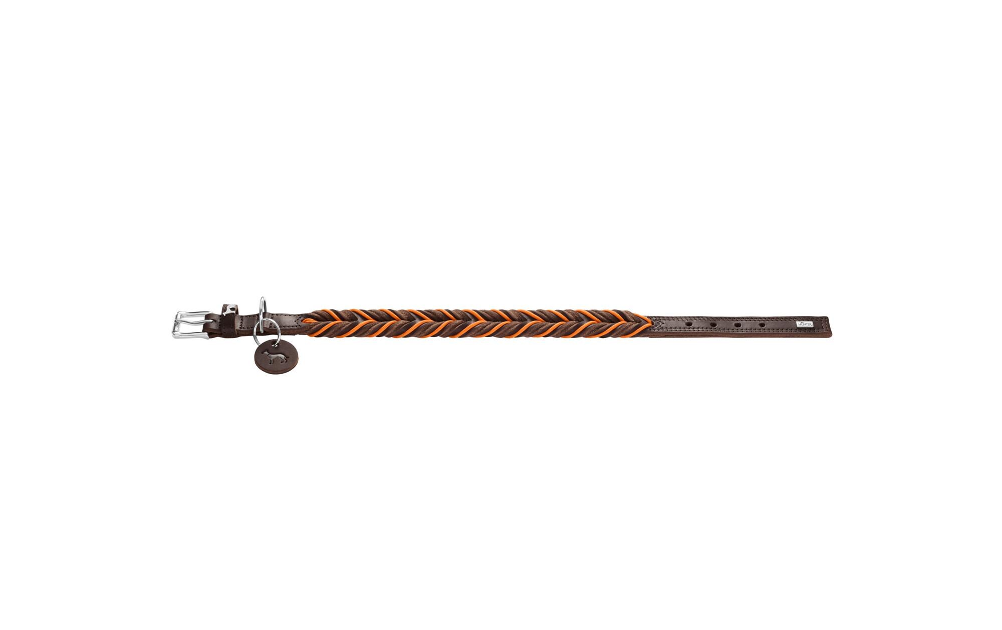 Halsband Solid Education Cord, M-L (60), Dunkelbraun/OrangeHundehalsband