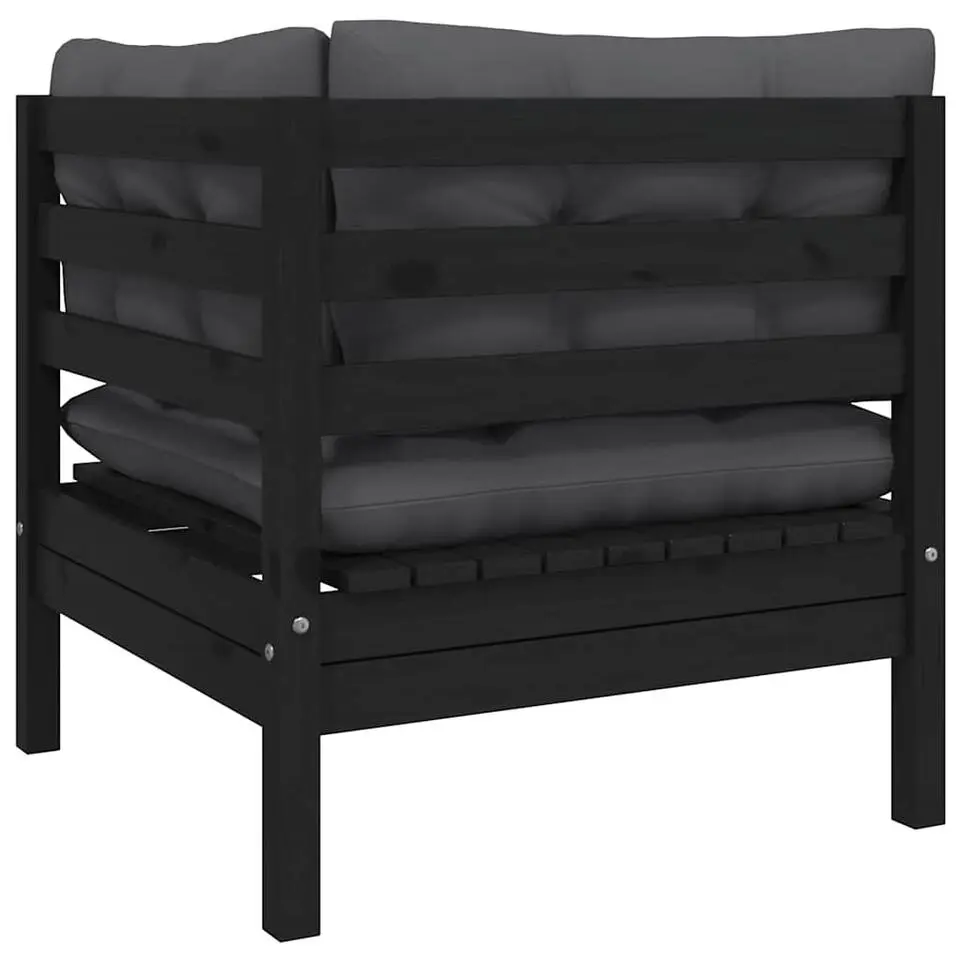vidaXL - Loungeset - Zwart - Grenenhout - 3 stuks - Met kussens
