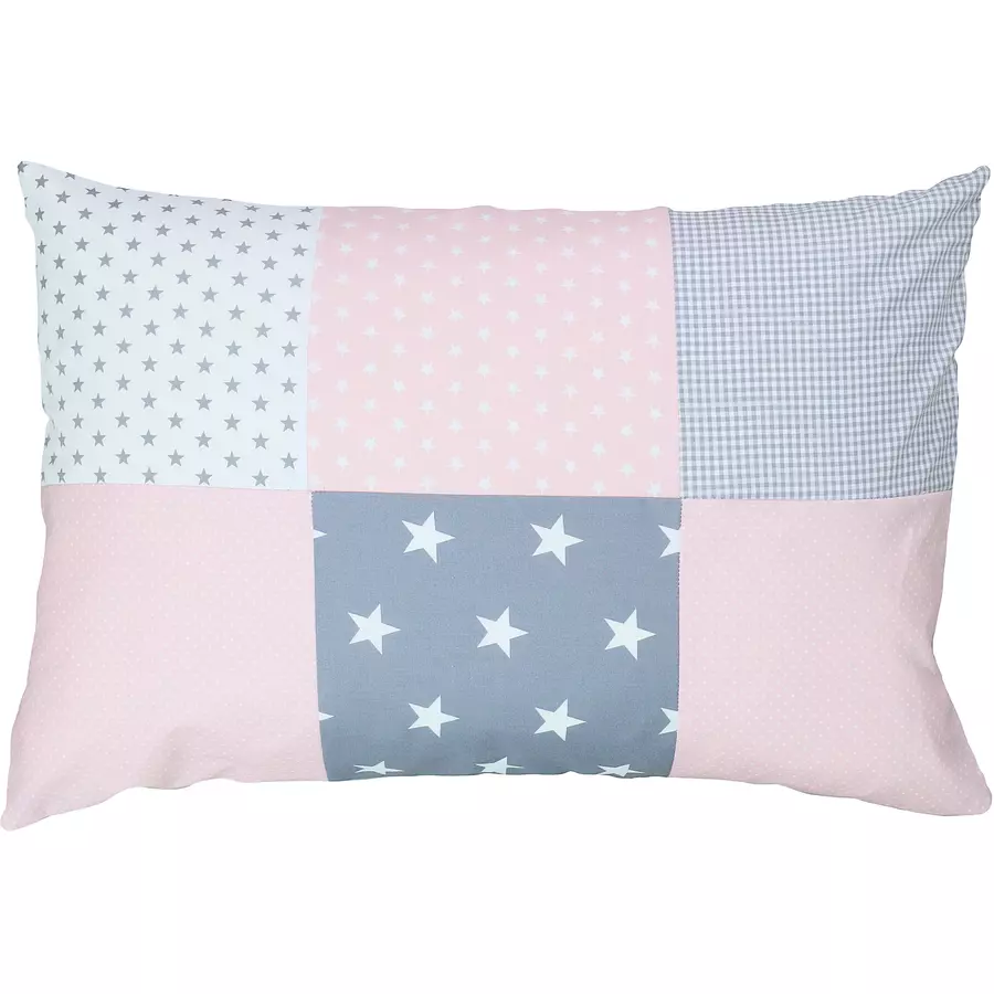 Ullenboom Patchwork Kissenbezug 40 x 60 cm Rosa Grau