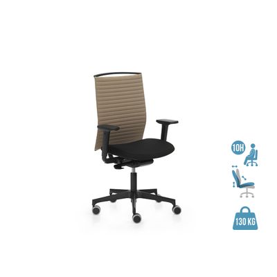 Fauteuil de bureau ergonomique ATIKA - accoudoirs en option - appui-tête non inclus - noir et taupe