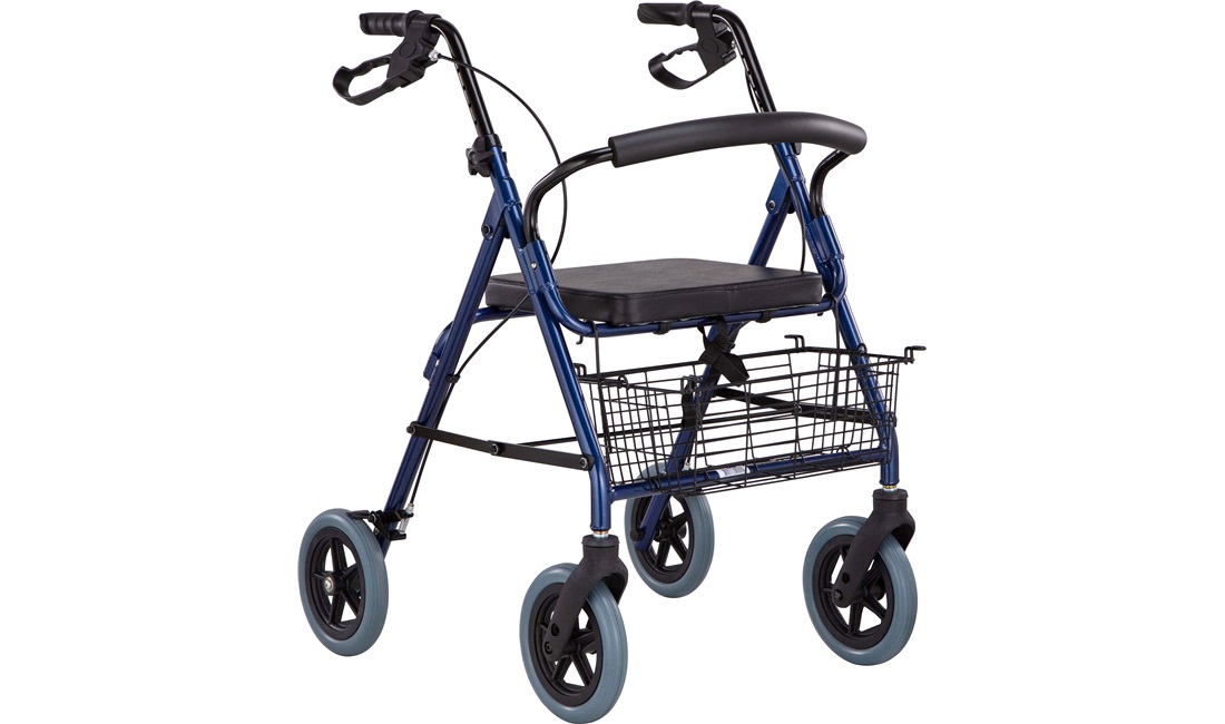 Rollator aluminium med kurv og ryglæn
