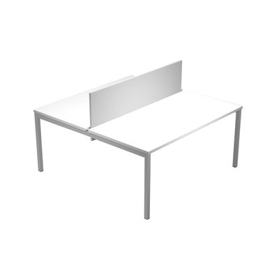 Bureau bench Trend - L180 - avec panneau de séparation - plateau blanc - pieds métal arche