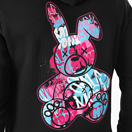 Sweat Capuche Lapin Graffiti Noir