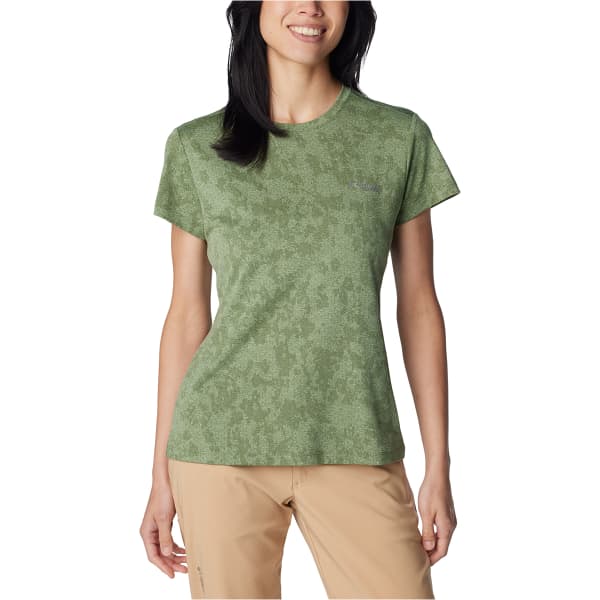 T-shirt randonnée COLUMBIA W BLUEBIRD CANYON SHORT SLEEVE CREW SAGE LEAF POPFLORID JAQUARD