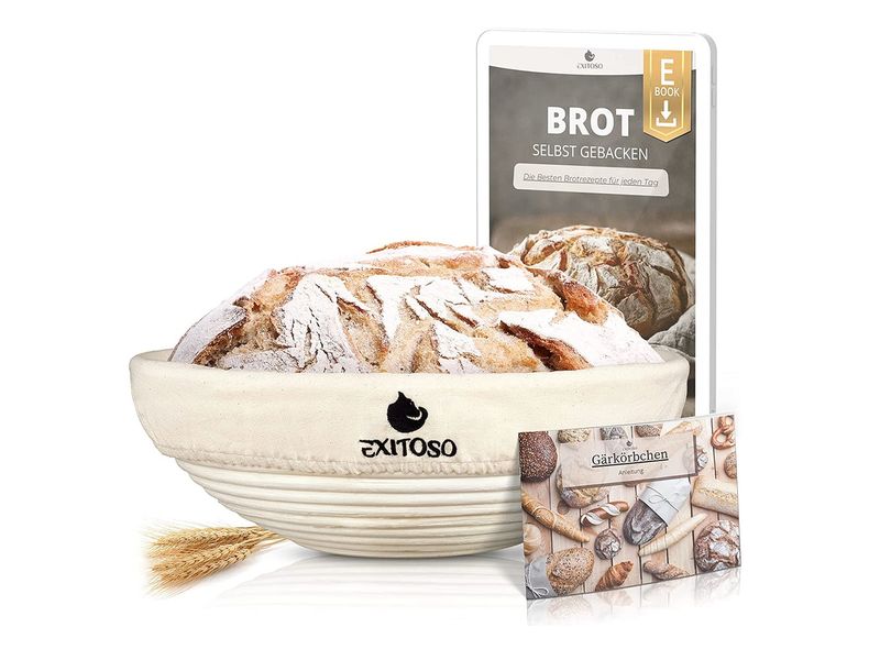 Exitoso Gärkörbchen zum Brotbacken Ø 25 cm Gärkorb aus Peddigrohr inkl. E-Book-Rezept