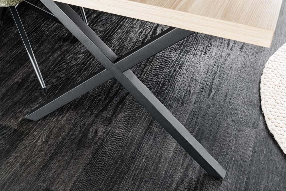 Riess Ambiente Industrial Esstisch LOFT - 160cm - Natur schwarz - rechteckig Eiche-Dekor X-Gestell Stahl Holzoptik