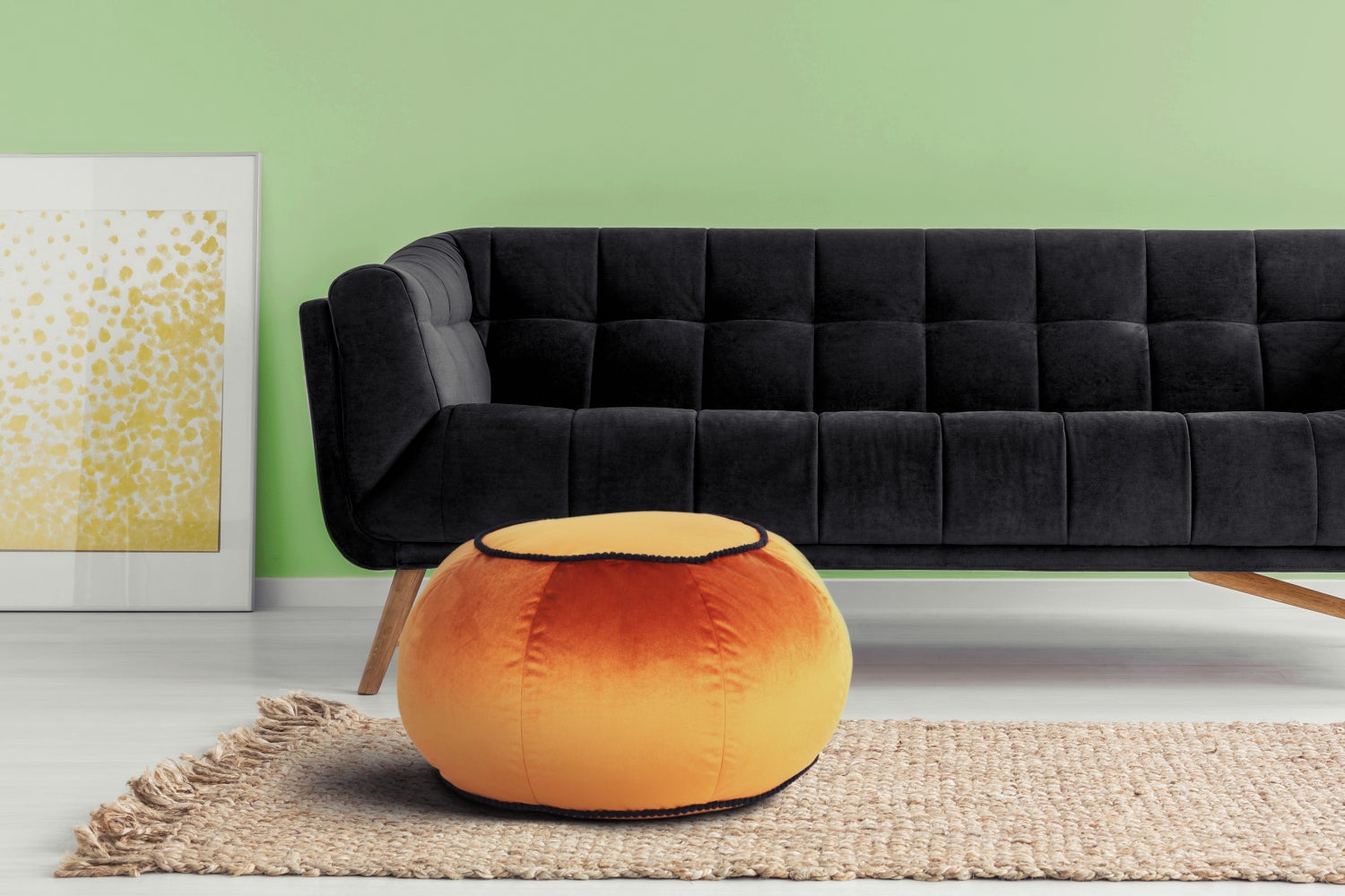 Poefkruk, fluweelzacht, oosters design, brons, rond, Ø 65 cm