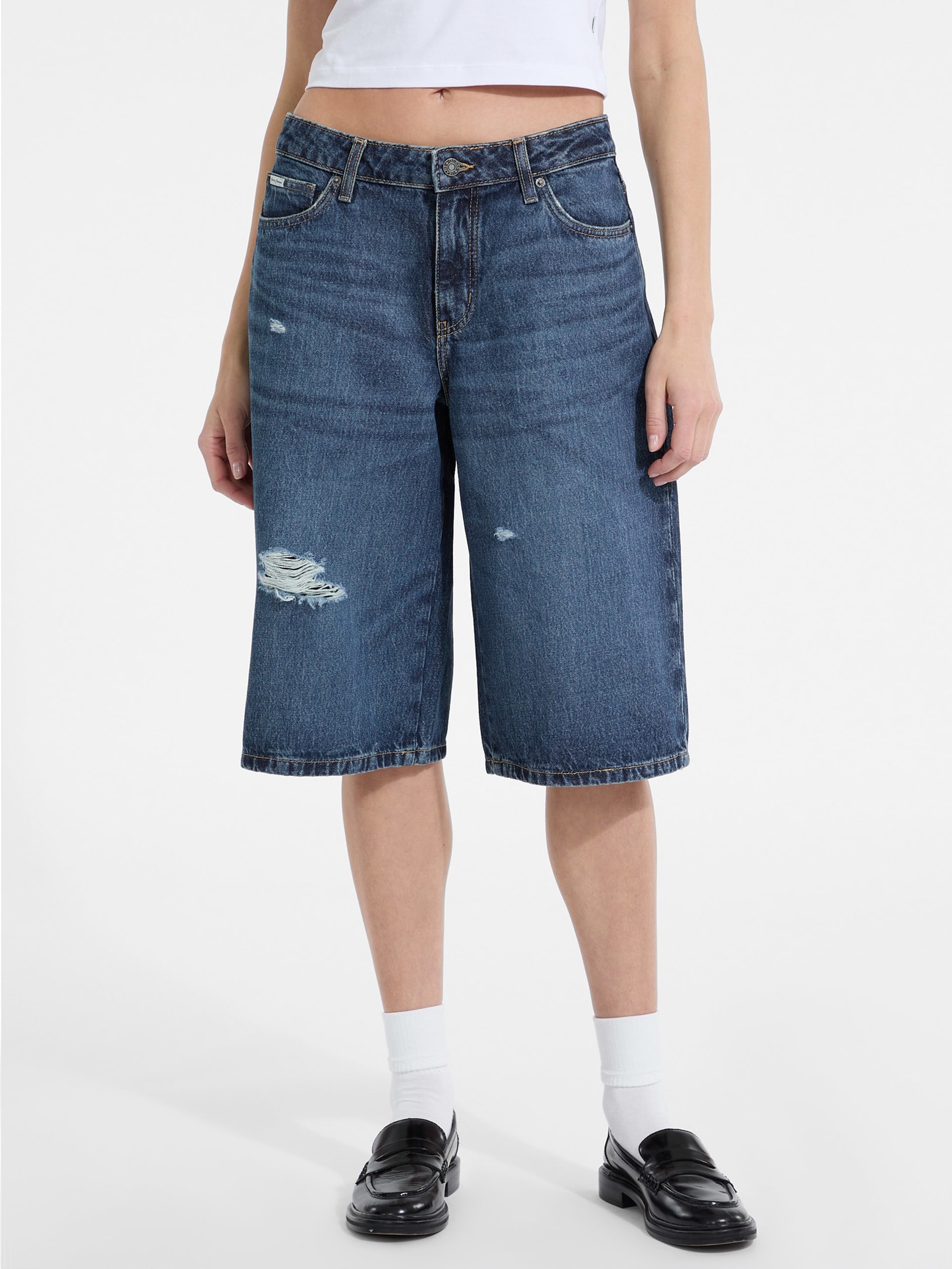 Shorts jeans folgados