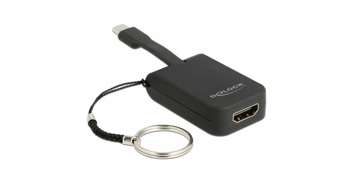 DeLOCKUSB-C > HDMI adapter sleutelhanger  (Zwart, 4K 30Hz)