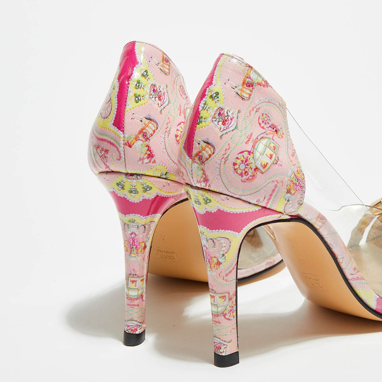 Azurée Cannes Escarpins en Cuir & Plexi Limoda roses - Talon 9.5 cm
