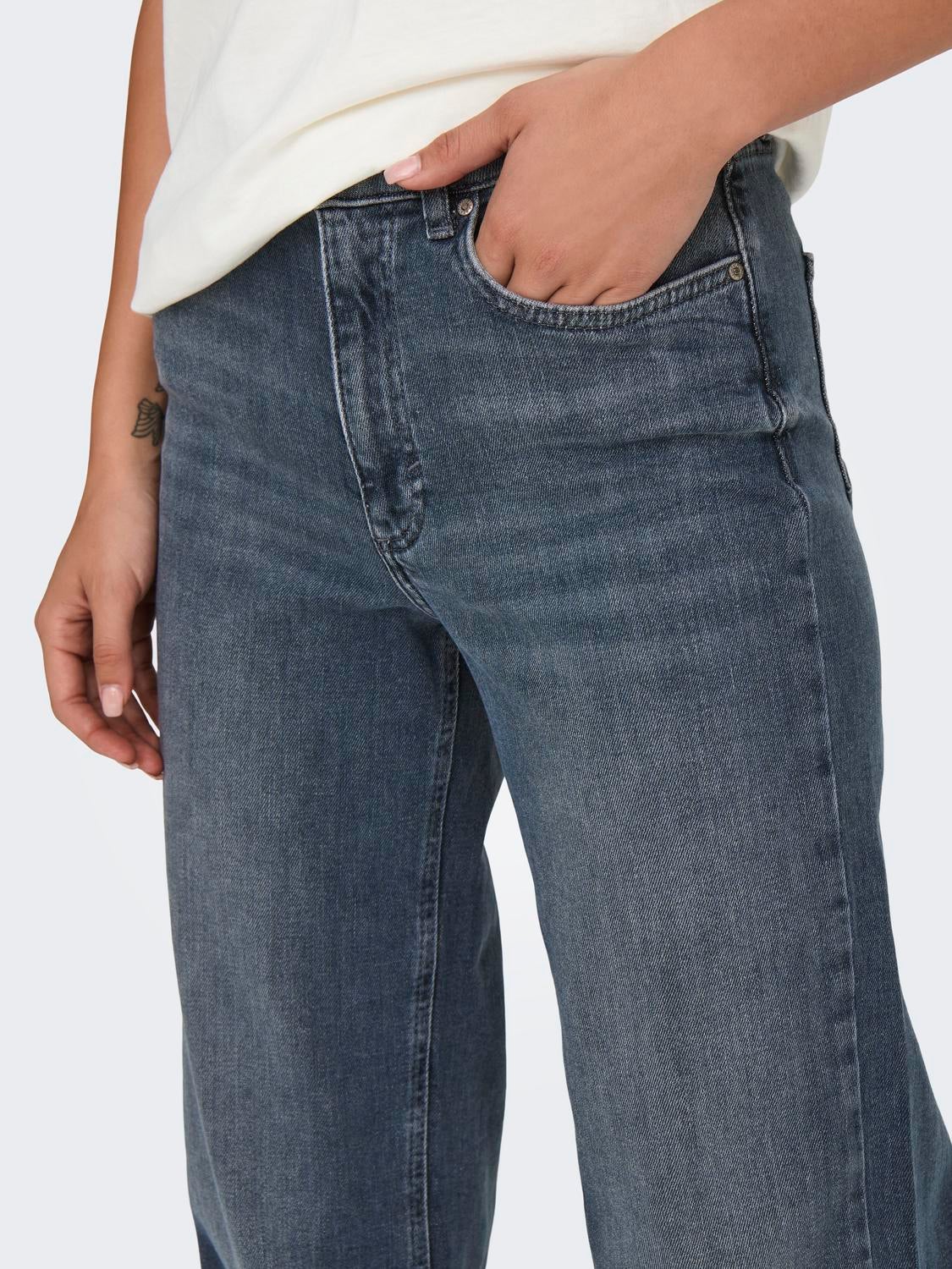 ONLJUICY Hohe Taille Weiter Beinschnitt Jeans Special Blue Grey Denim