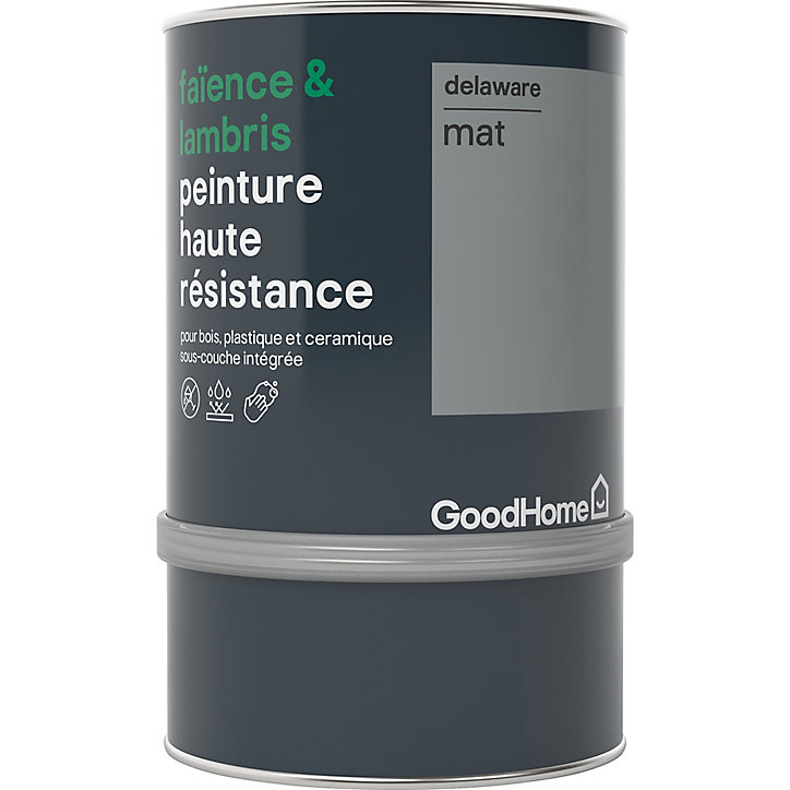 Peinture haute résistance carrelage mural et lambris GoodHome gris Delaware mat 0,75L