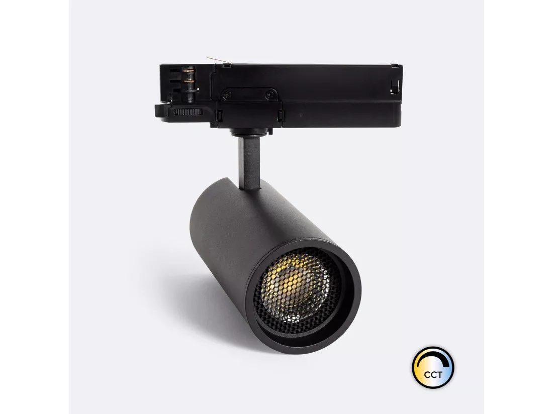 Spot LED Fasano Anti-éblouissement 30W CCT pour Rail Triphasé Dimmable Noir (2700K - 3200K - 4000K) Sélectionnable