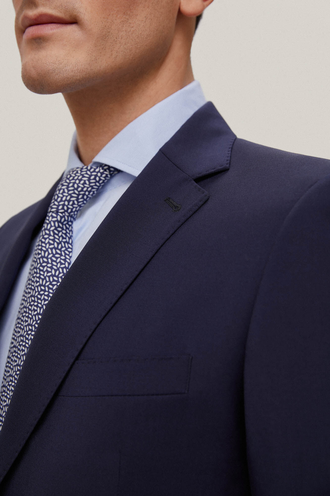 Blazer liso em tecido bi-elástico - Azul