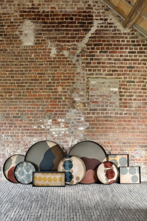 Ethnicraft Layered Dots dienblad pinot Ø48