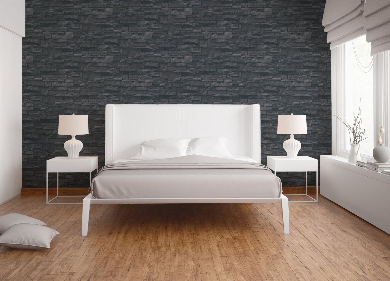 A.S. Creation Vliestapete BRICKS & STONES - schwarz-anthrazit - Steinoptik - 10 Meter