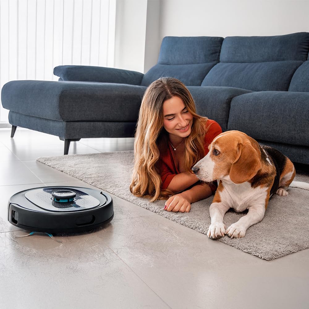 Cecotec Saugroboter Conga 9590 Spin Revolution Ultra Power Home, Lasernavigation, Künstliche Intelligenz, 10.000 Pa, max. 240 Minuten Akkulaufzeit, rotierende Mops, Silikonbürste für Haustiere.