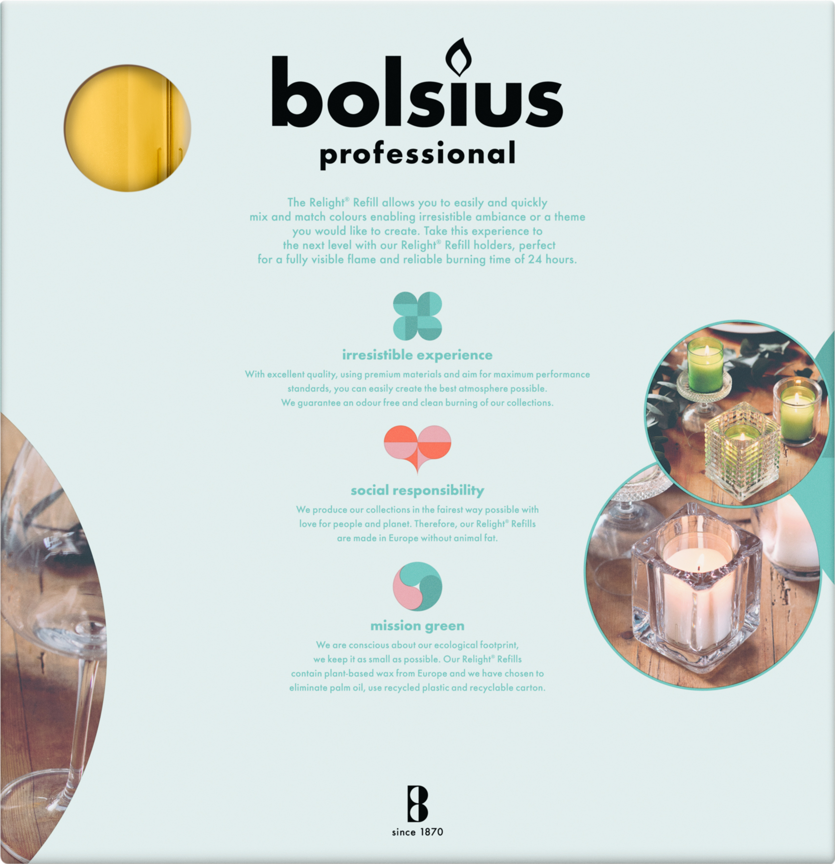 Bolsius Horeca Relight® Navullingen 64/52 Amber (100 stuks)