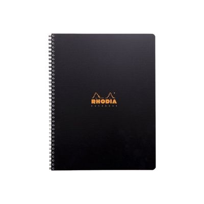Rhodiactive Notebook - Cahier à spirale A4+ (22,5 x 29,7 cm) - 160 pages - ligné avec marge - couverture en polypropylène recyclé - noir