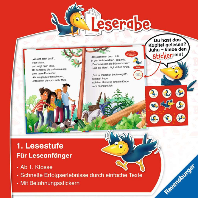 Leserabe - 1. Lesestufe - Rettung für den Klassen-Wald - Mit Stickern