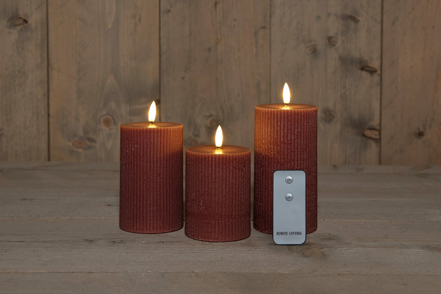 Anna's Collection led stompkaars Riba roze D 7,5 H 10 / 12,5 / 15 cm 3 stuks