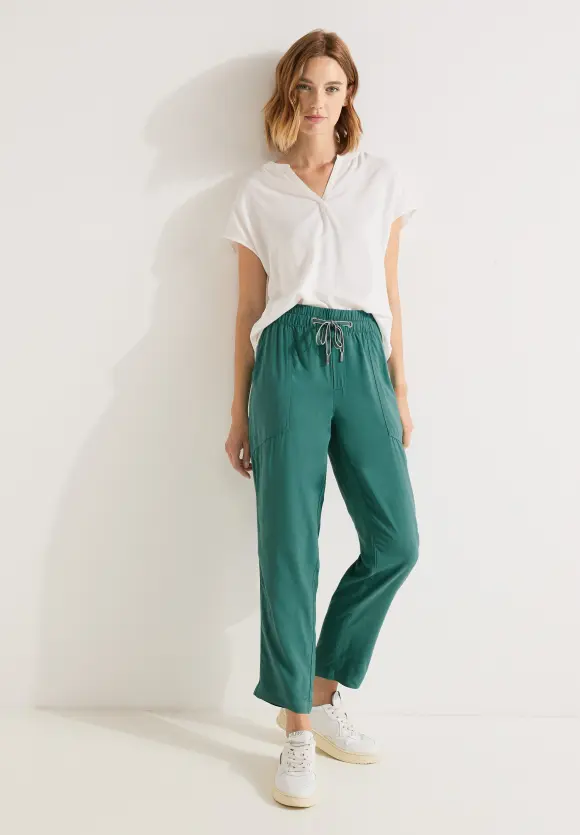 Viskose Loose Fit Hose - lagoon green
