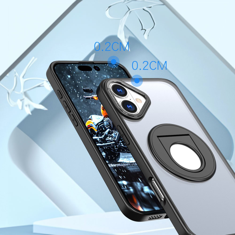 iPhone 16 MagSafe Hybrid Hardcase Hülle mit Kunststoff Rückseite und TPU Bumper   Kickstand Aufsteller - Schwarz / Transparent