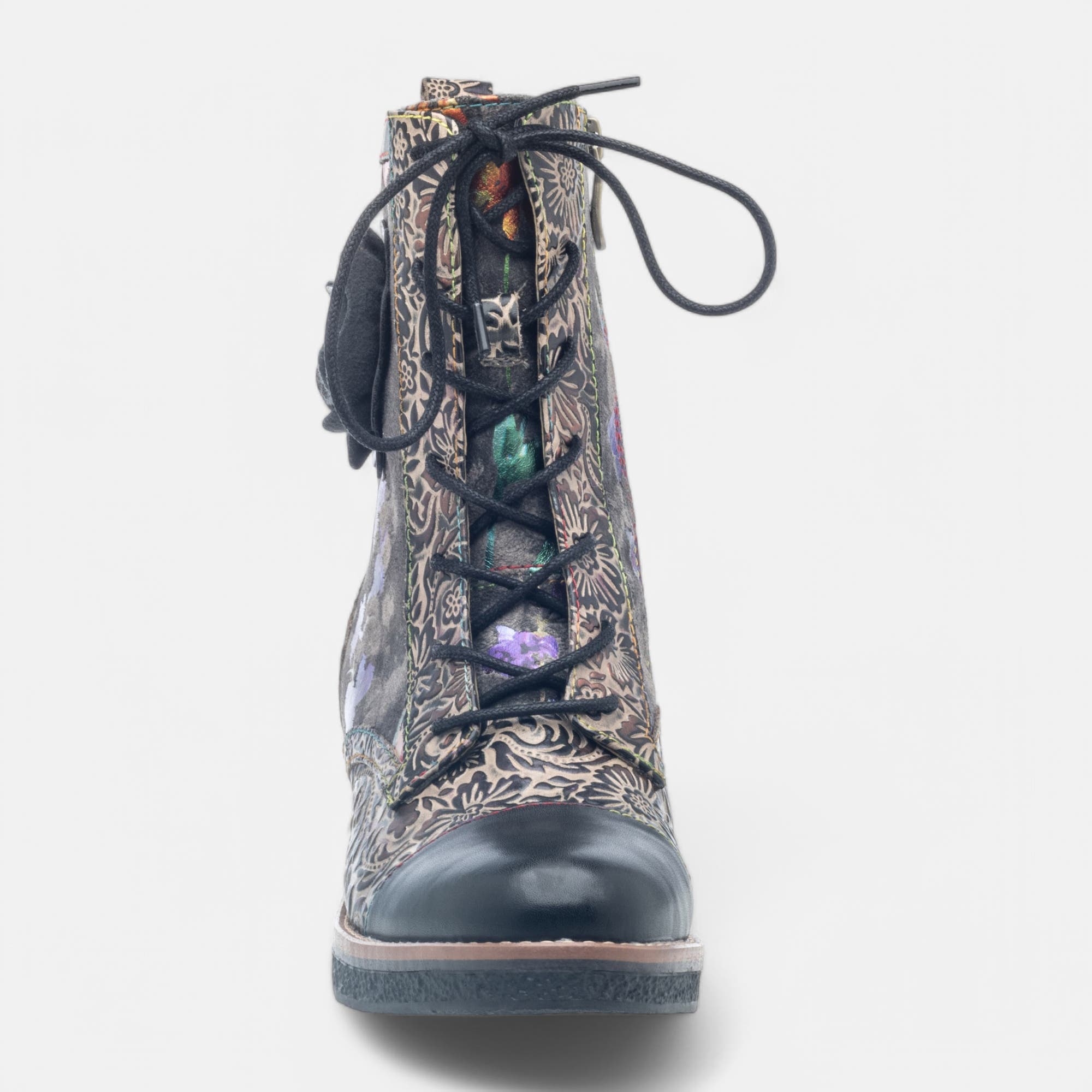 Bottines à lacets à talon Femme noir