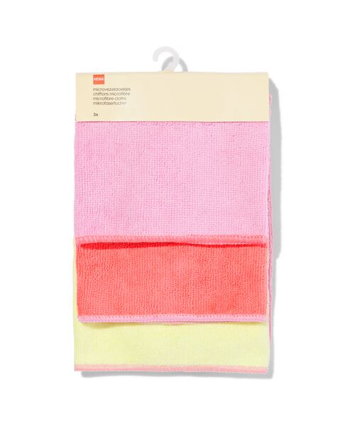 3 chiffons en microfibre 35x35 rose/jaune/orange
