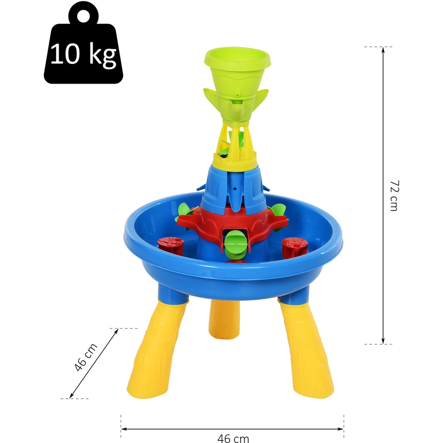 HOMCOM Kinder Sandkastentisch mit 21-tlg. Zubehör blau, gelb