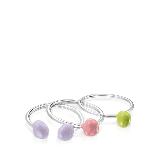 Conjunto de anéis TOUS Joy Bits em prata e esmalte colorido