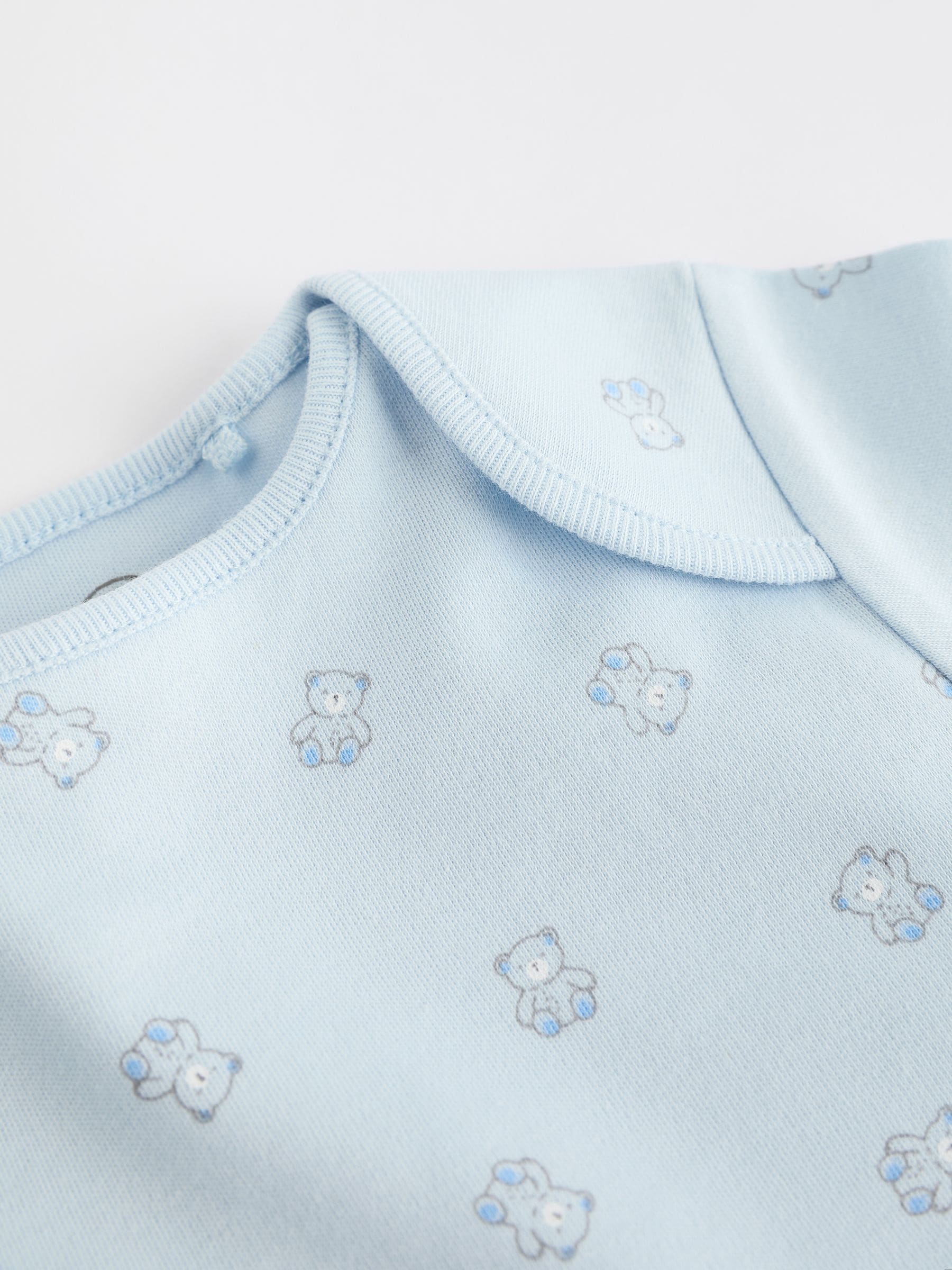 Blauw - Babyrompertjes met beer en lange mouwen