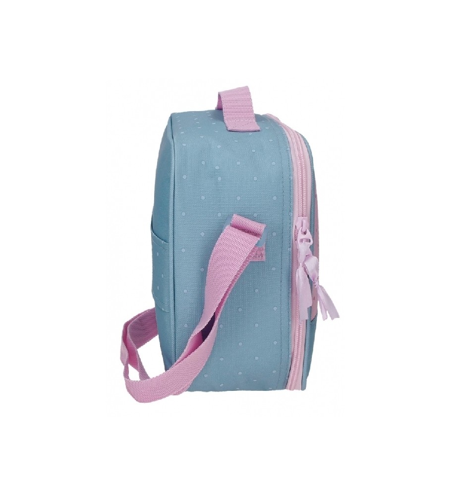 Bolsa de ombro/porta-alimentos Roll Road Peace, azul e rosa.