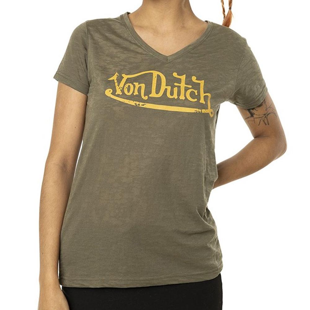 Von Dutch T-shirt Kaki Femme Von Dutch Classic