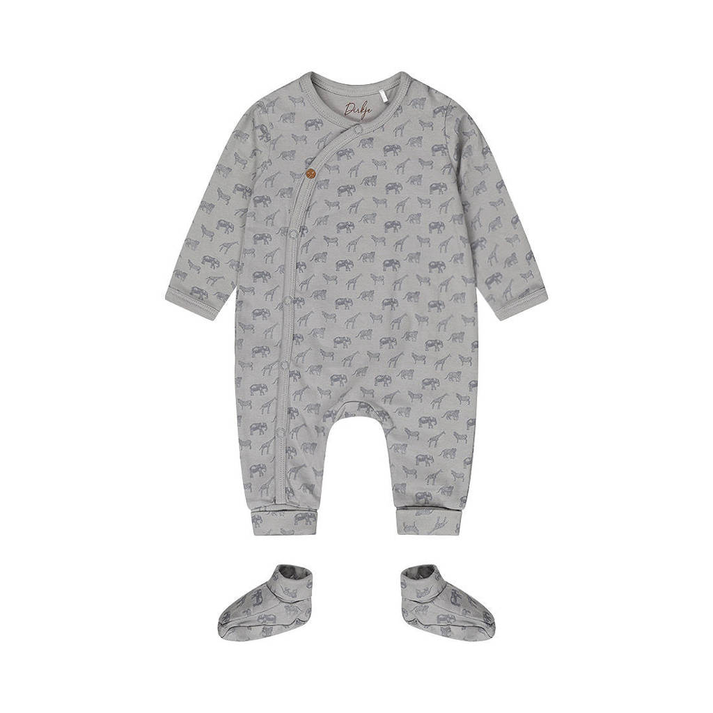 Dirkje boxpak + slofjes grijs/blauw