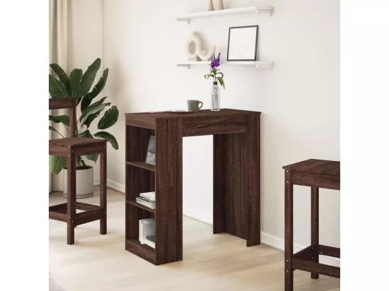 Table de bar avec étagères chêne marron bois d'ingénierie