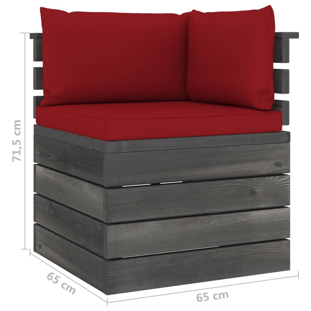 Salon de jardin palette meuble d'extérieur ensemble de mobilier 7 pièces avec coussins bois de pin massif