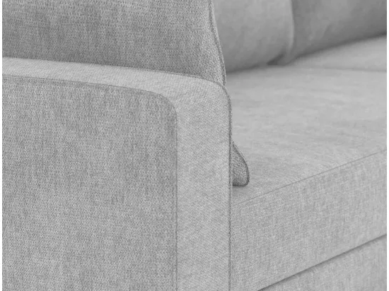 Canapé méridienne 3 places réversible en polyester gris clair