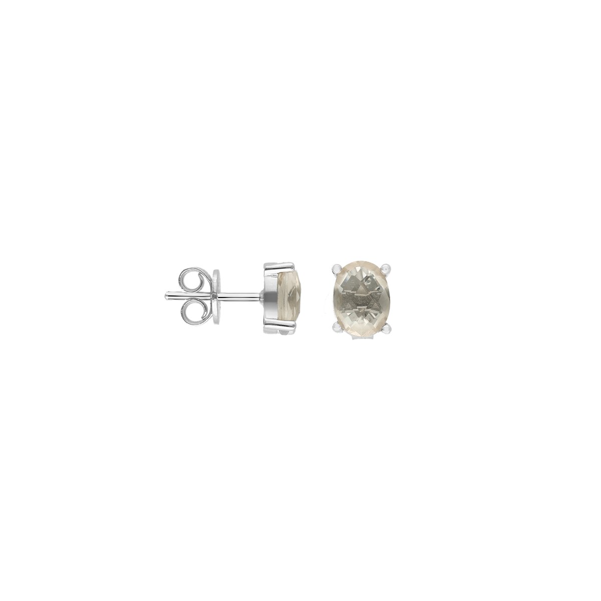 Boucles D'oreilles Ovales Argent En Cristal Transparent
